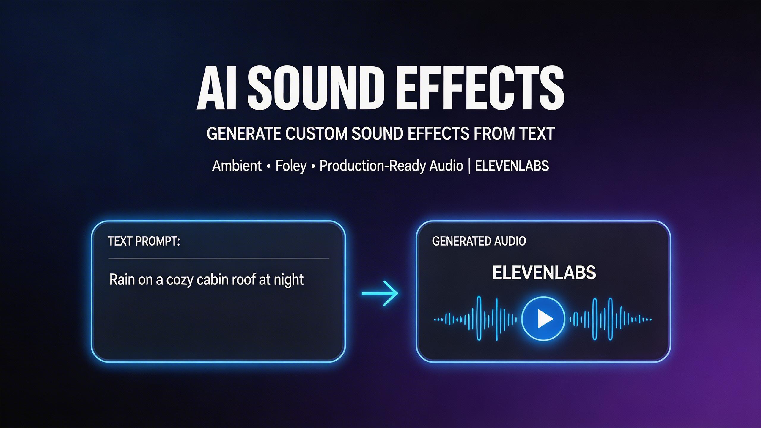 AI Sound Effects. Generate custom sound effects from text descriptions. From ambient environments to specific foley sounds, ElevenLabs creates production-ready audio effects...