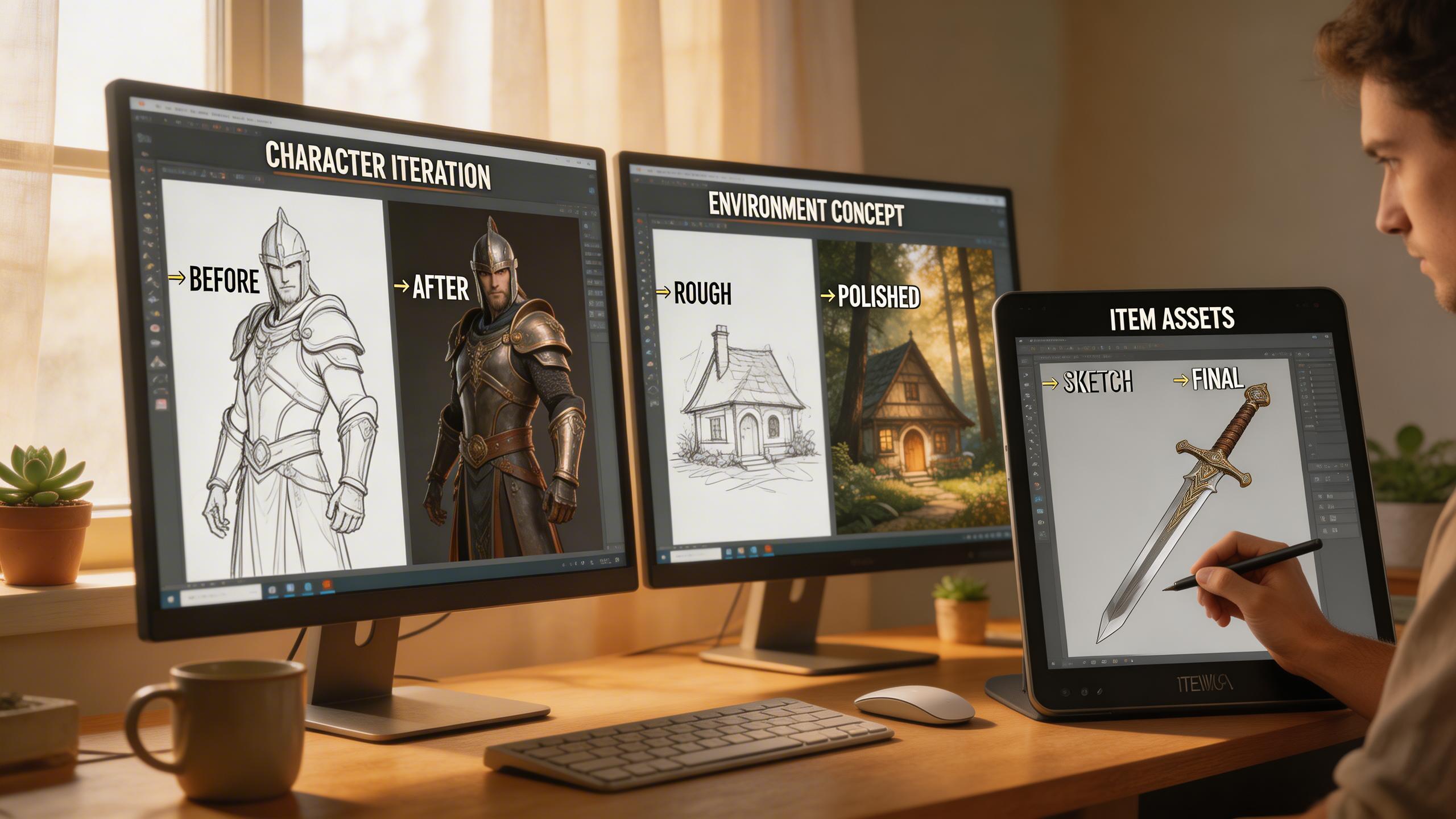 Game & Concept Art. Rapidly iterate on character designs, environment concepts, and item assets. Use image-to-image editing to refine details and style transfer to establish a...