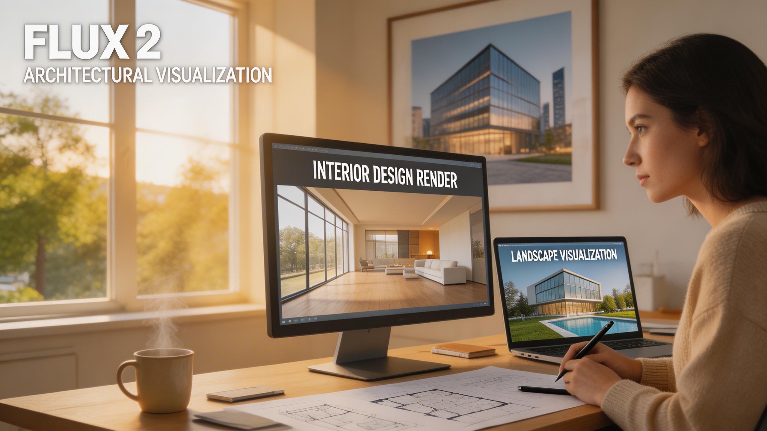 Architectural Visualization. Generate photorealistic architectural renders, interior design concepts, and landscape visualizations. Flux 2 faithfully renders spatial...