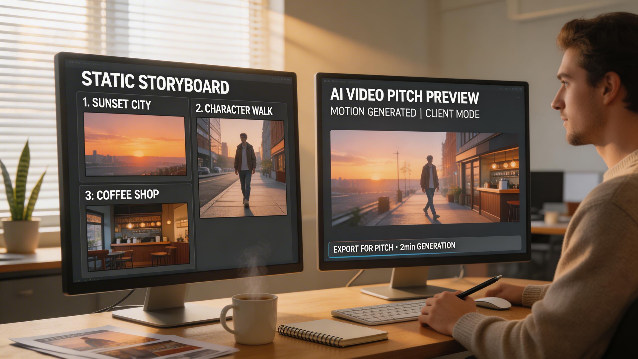 Concept Visualization. Quickly visualize creative concepts, storyboards, and mood boards as motion video. Turn static reference images into animated previews to pitch ideas to...