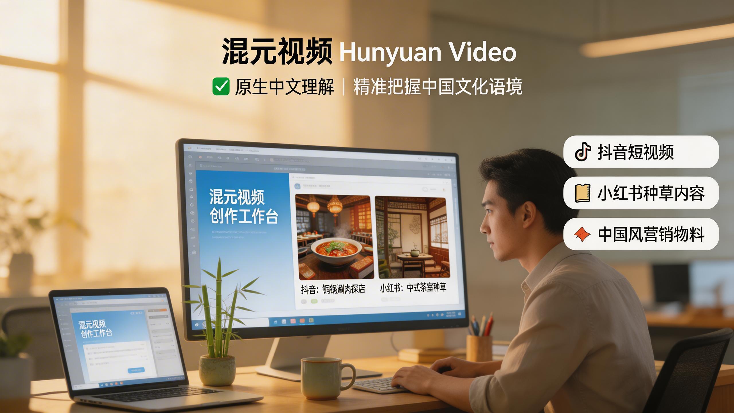 中文市场内容. 凭借原生中文语言理解能力,混元视频擅长为中文受众生成内容 — 从抖音和小红书短视频到能准确捕捉中国文化细节和审美的营销材料。. 中文市场创作者