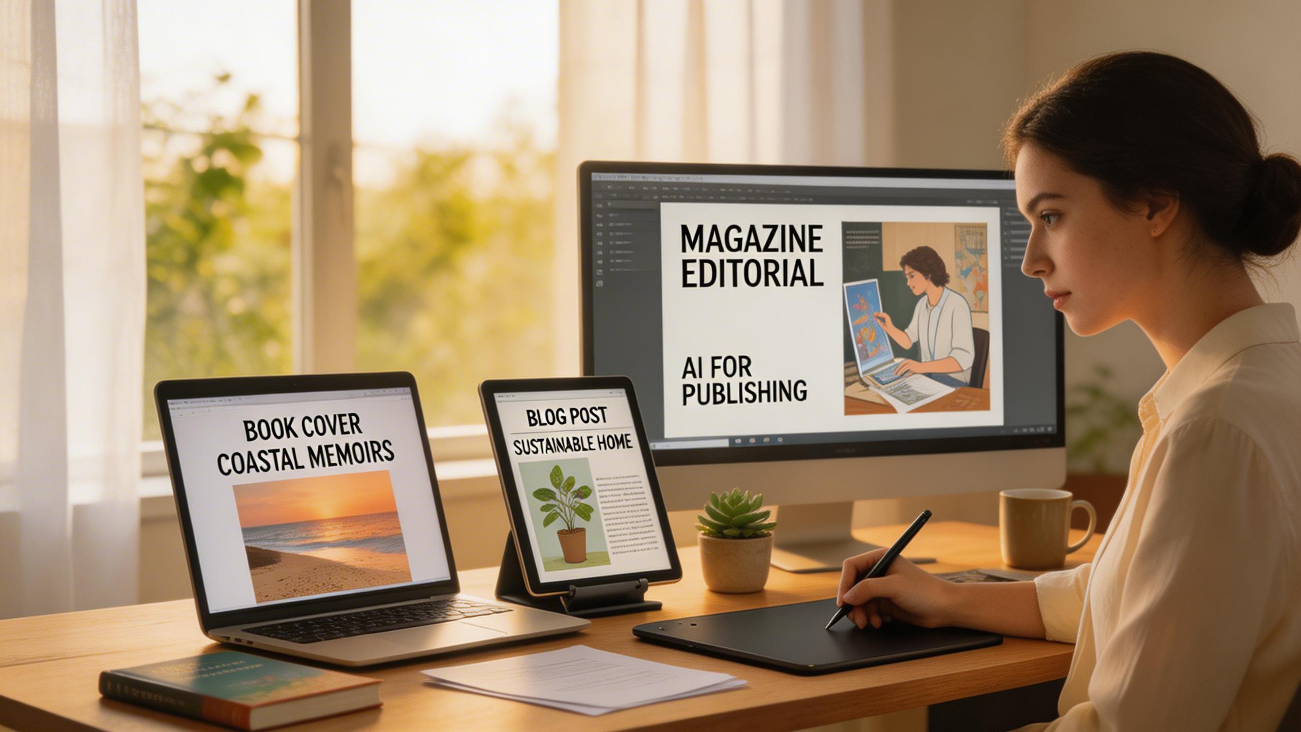 Editorial & Publishing. Create illustrations, cover art, and visual assets for blog posts, articles, books, and magazines. Photorealistic quality meets editorial standards.....