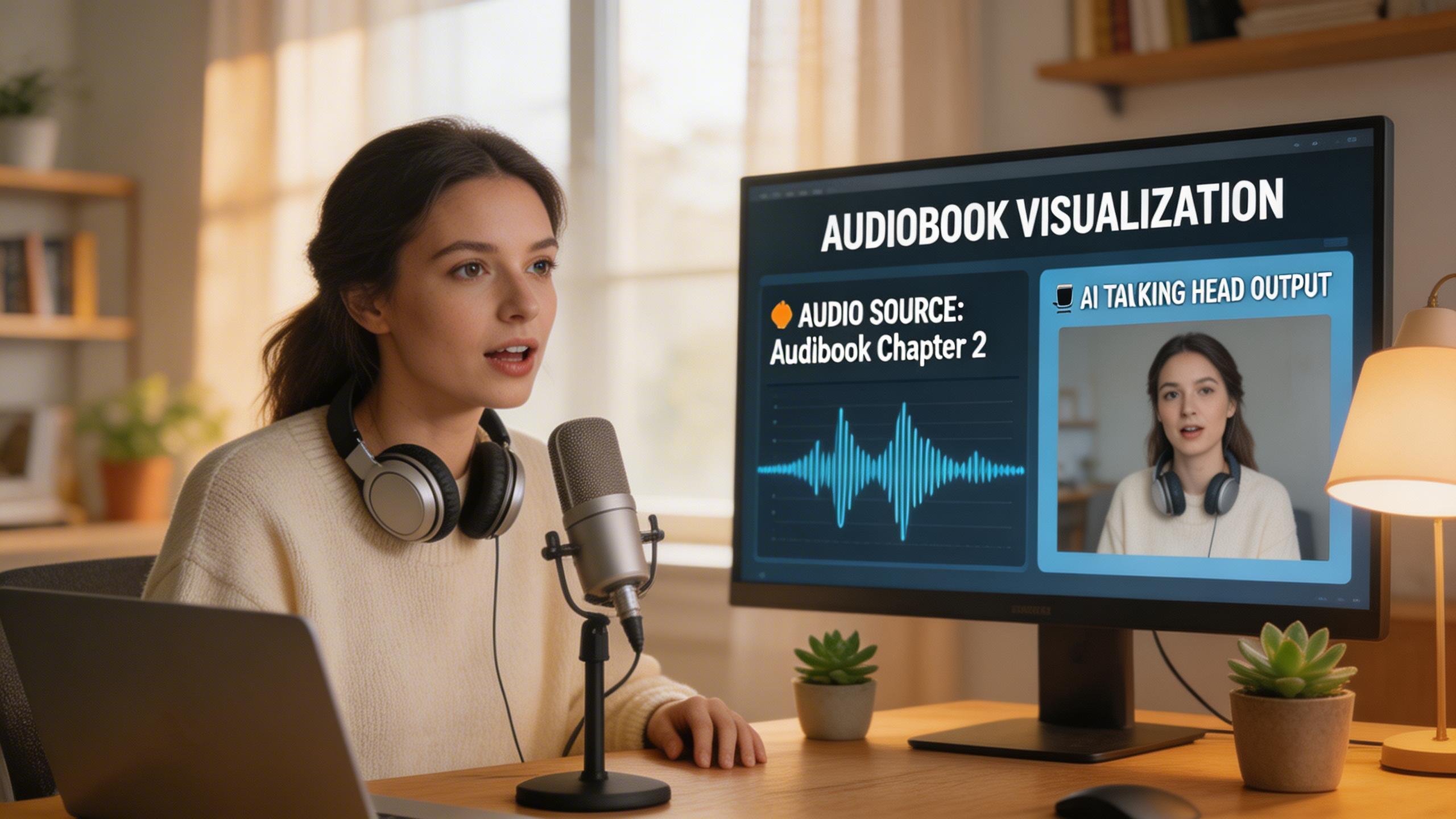 Audiobook Visualization. Turn audiobook narration into talking head videos, adding a visual element to long-form audio content.. Publishers & Authors