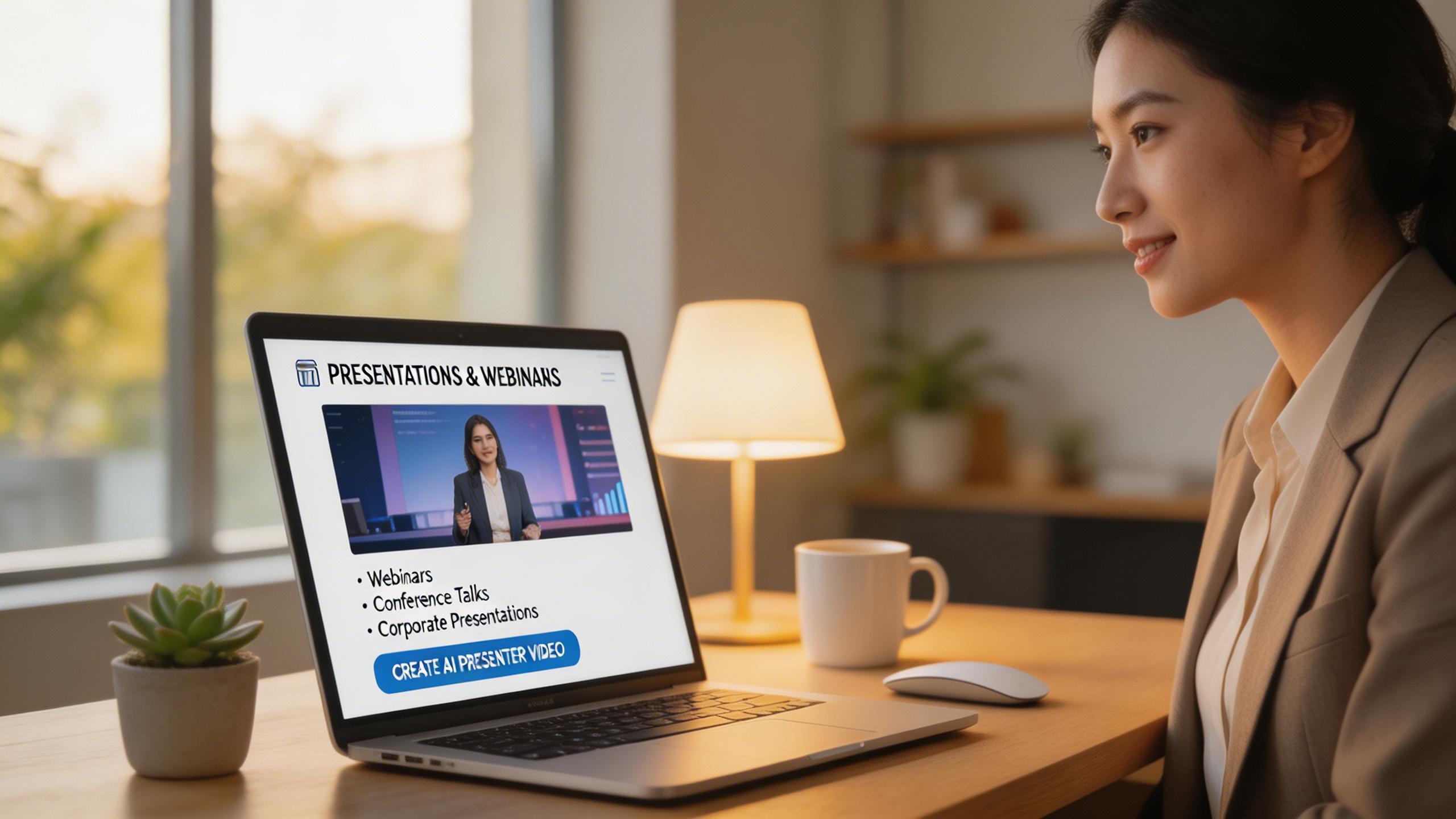 Presentations & Webinars. Create AI-powered presenter videos for webinars, conference talks, and corporate presentations of any duration.. Business Professionals