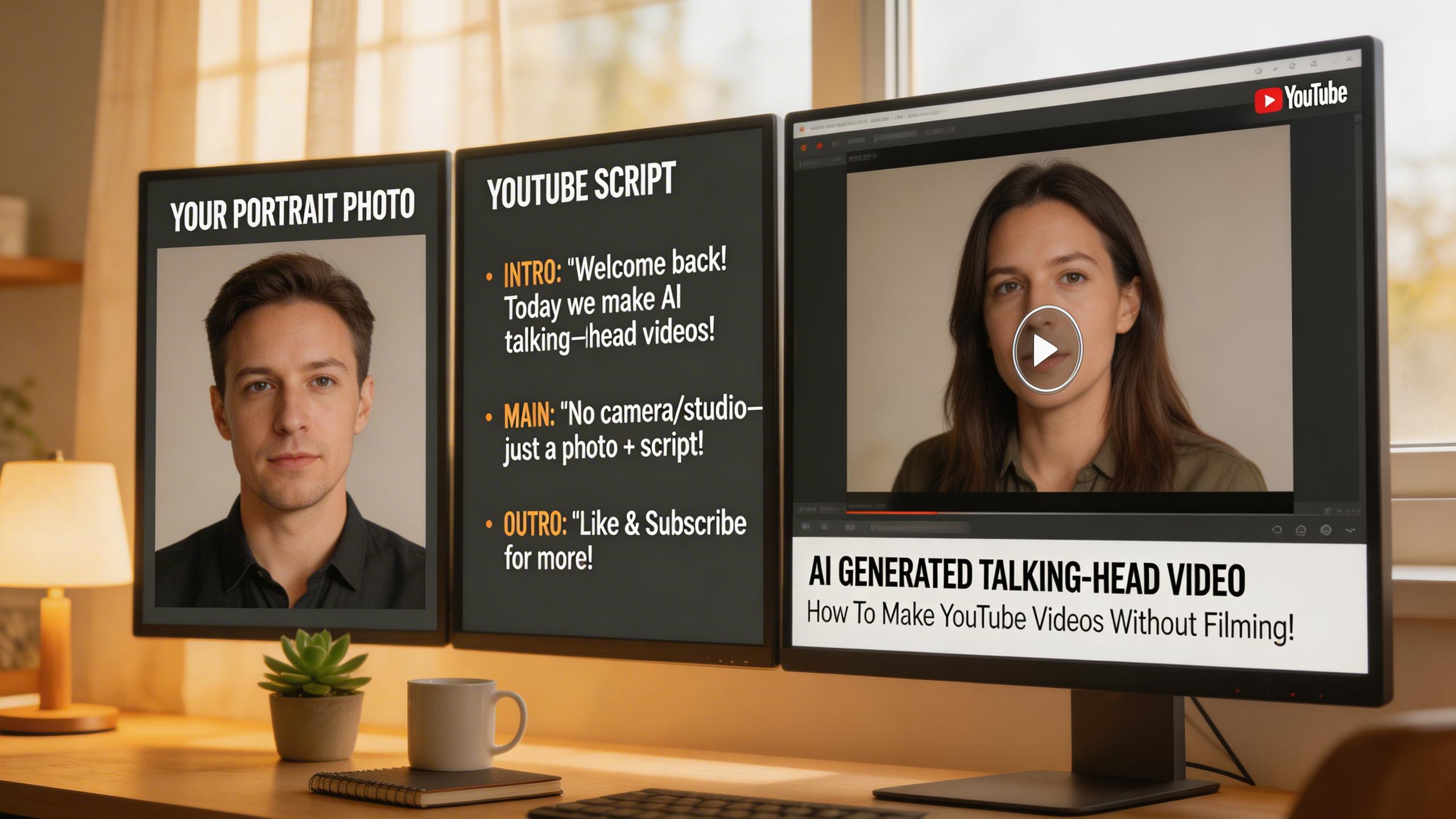 YouTube Long-Form Content. Produce talking-head style YouTube videos from a script and portrait photo. No camera or studio needed.. YouTubers & Vloggers