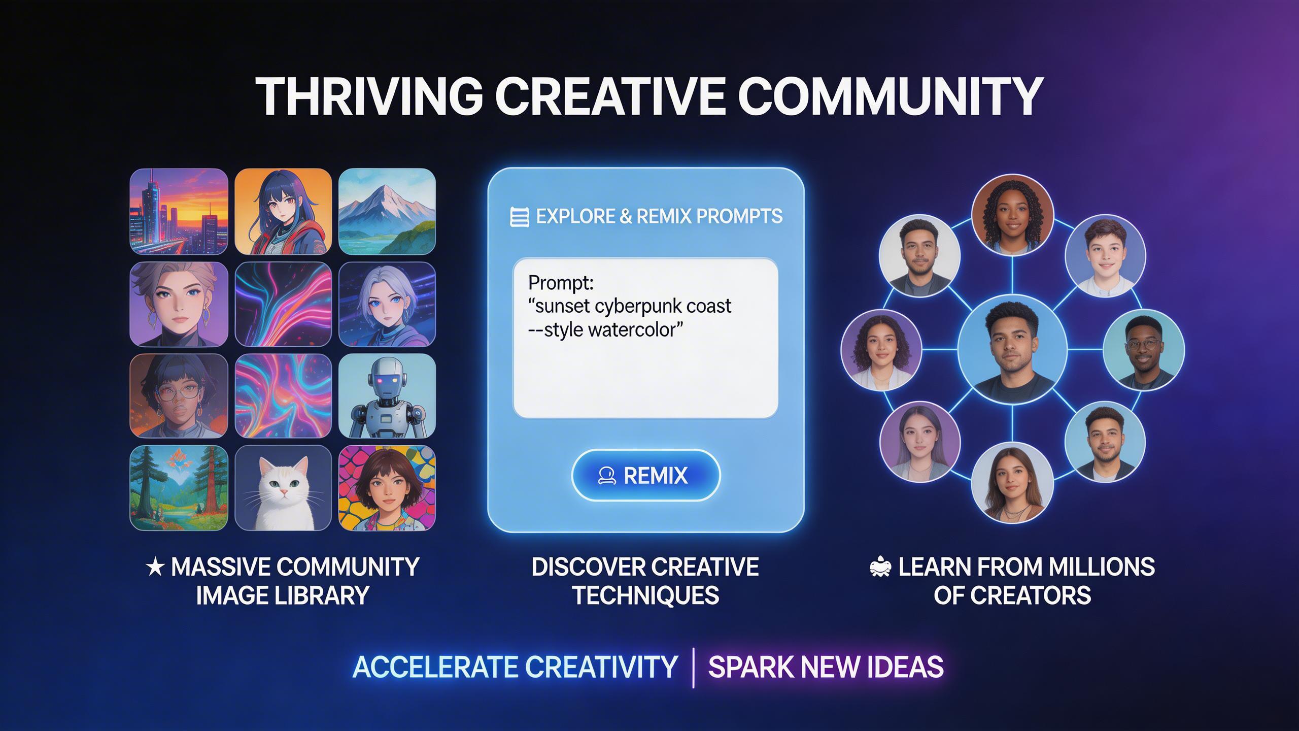 Thriving Creative Community. Access a massive library of community-generated images for inspiration. Explore prompts, remix styles, and discover techniques from millions of...