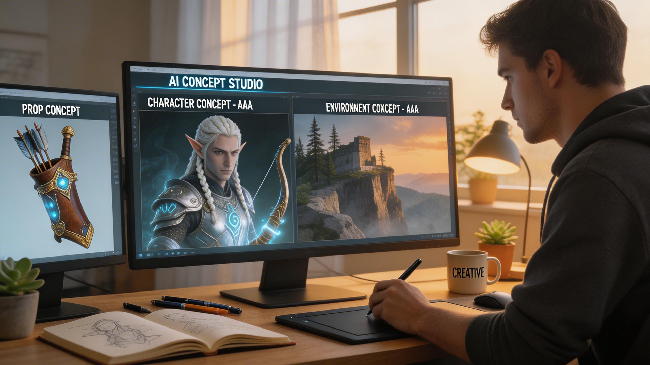 Game & Film Concept Art. Create detailed concept art for characters, environments, and props at a AAA production quality level. The enhanced detail and composition control...