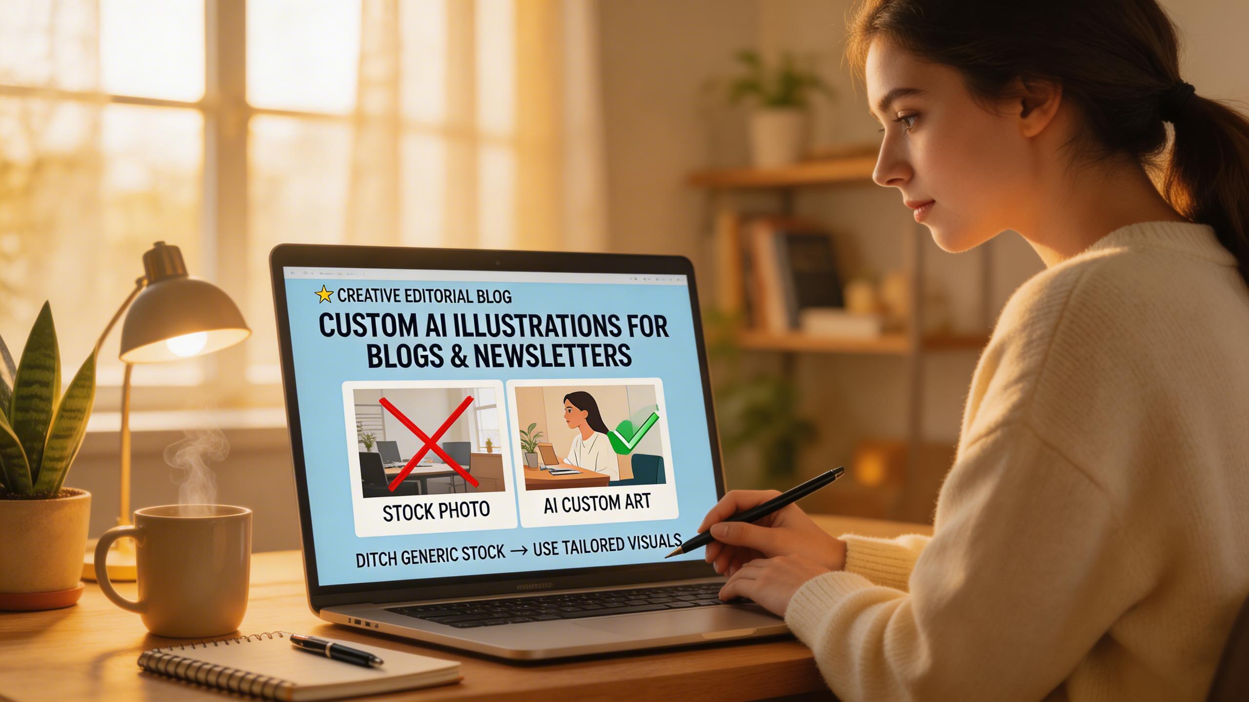 Blog & Editorial Content. Create custom illustrations and featured images for articles, blog posts, and newsletters. Replace generic stock photos with unique, on-brand visuals...