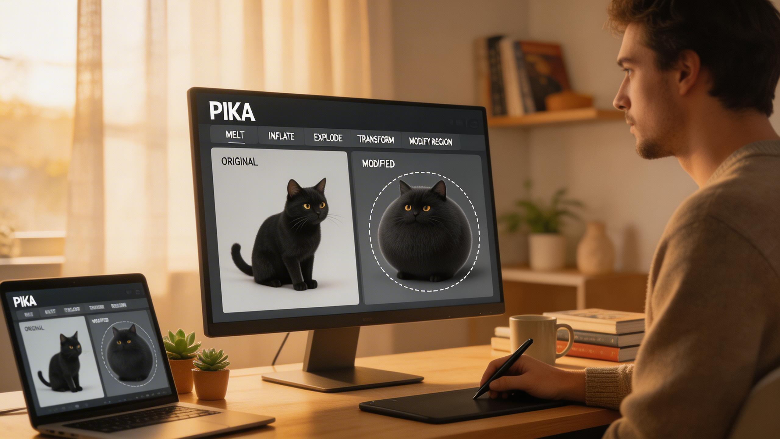 Experimentación Creativa y Arte. Lleva los límites creativos más allá con la suite de efectos únicos de Pika. Derrite, infla, explota o transforma cualquier sujeto. La edición...