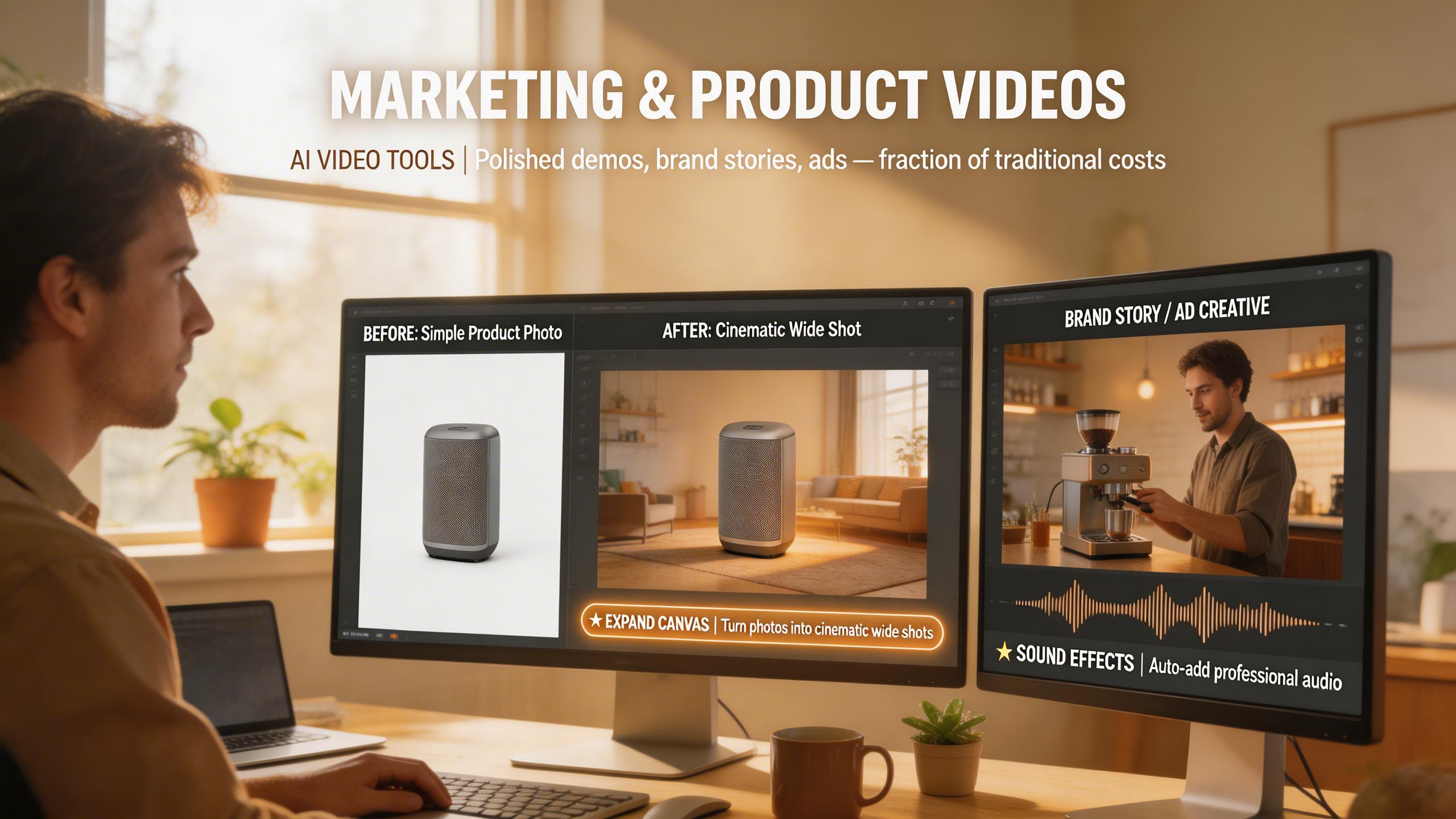 Marketing y Videos de Producto. Produce demos de producto pulidos, videos de marca y creatividades publicitarias a una fracción del costo de producción tradicional. La...
