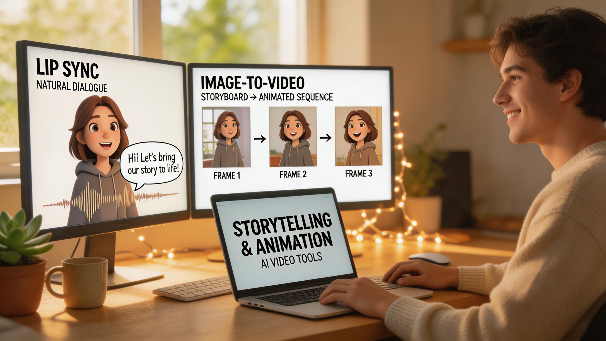 Narrativa y Animación. Construye narrativas animadas e historias cortas con personajes consistentes. La sincronización labial da vida a los personajes con diálogo natural,...