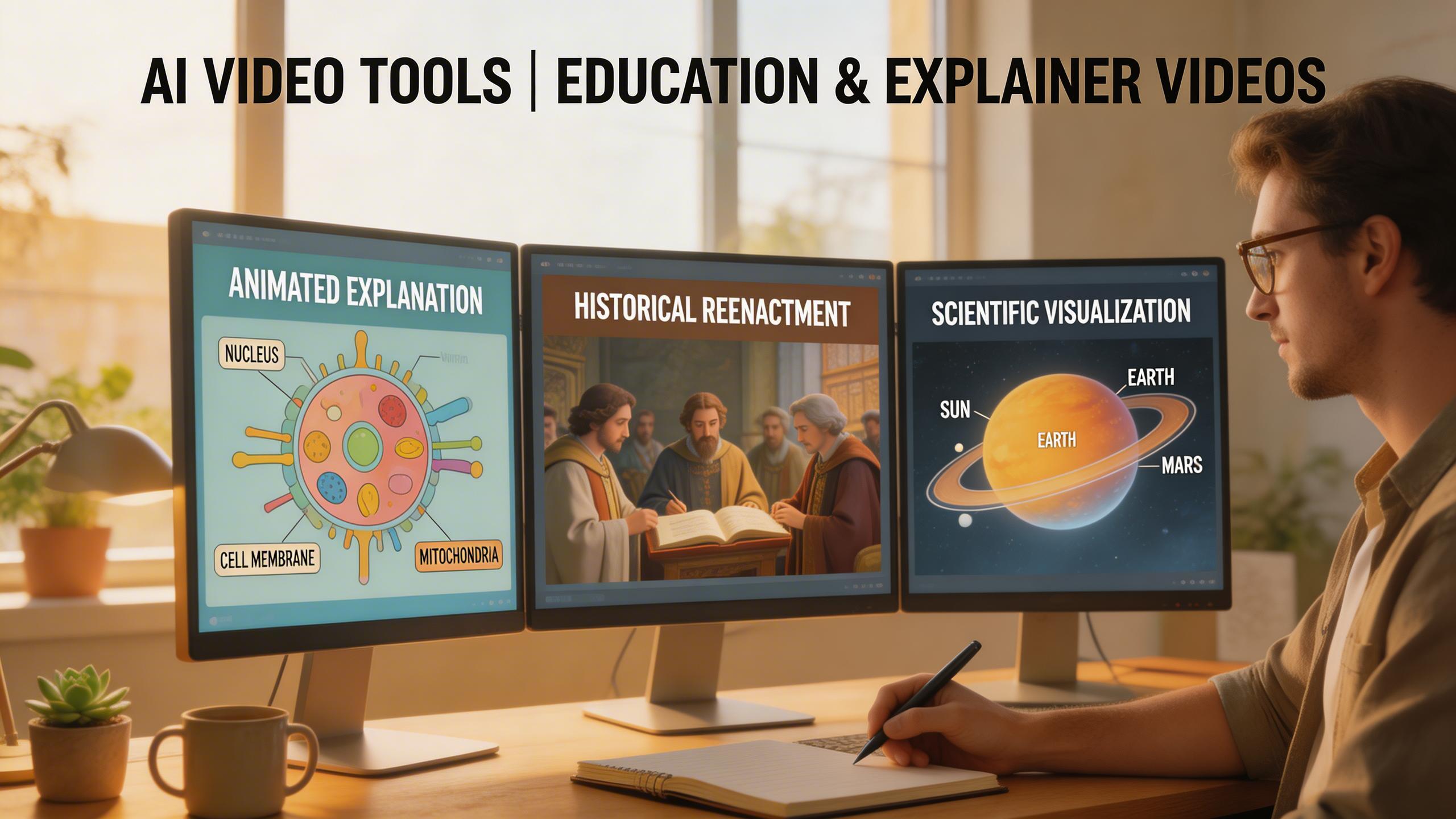 Education & Explainer Videos. Transform educational content into engaging visual narratives. Generate animated explanations, historical reenactments, and scientific...