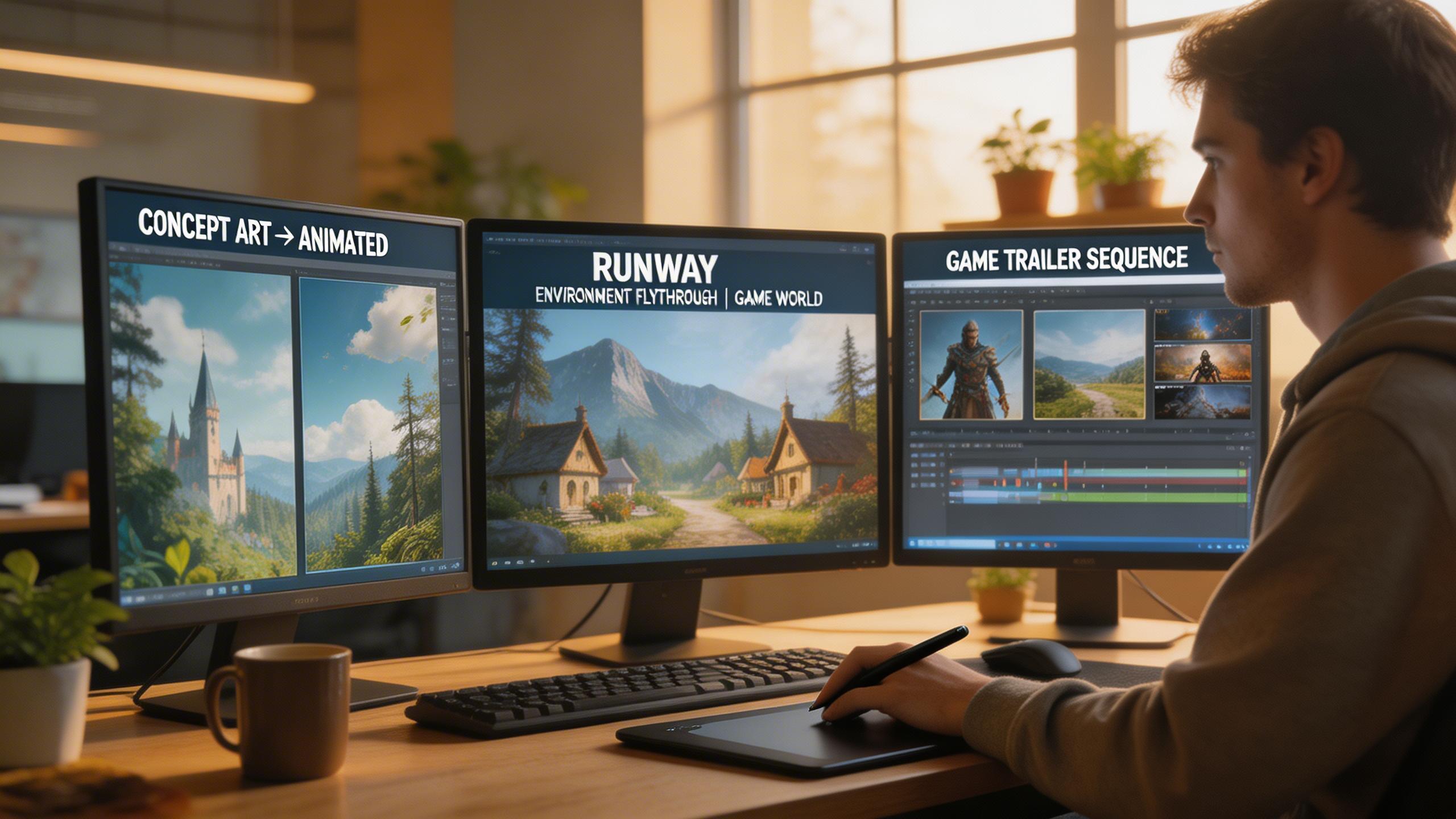 Game Development & Concept Art. Animate concept art, generate environmental flythroughs, and create game trailer sequences. Runway helps game developers visualize worlds and...
