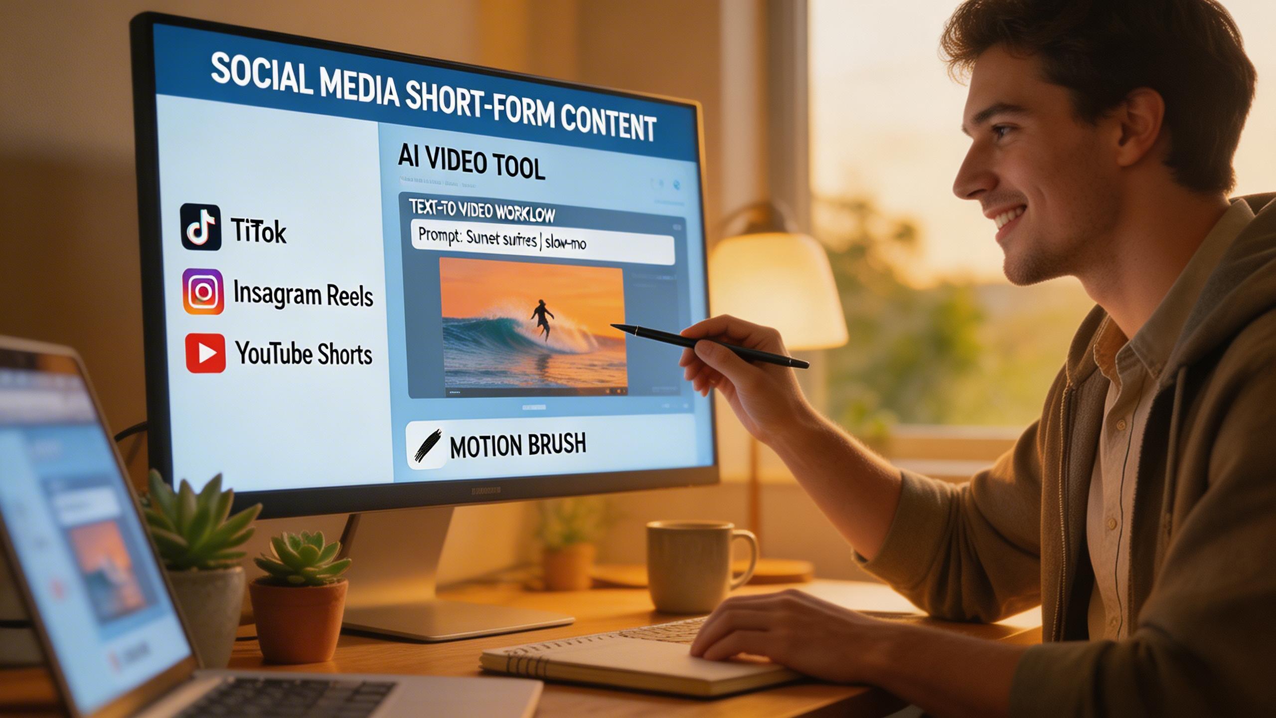 Social Media & Short-Form Content. Produce eye-catching content for TikTok, Instagram Reels, and YouTube Shorts without a camera crew. The motion brush and text-to-video...