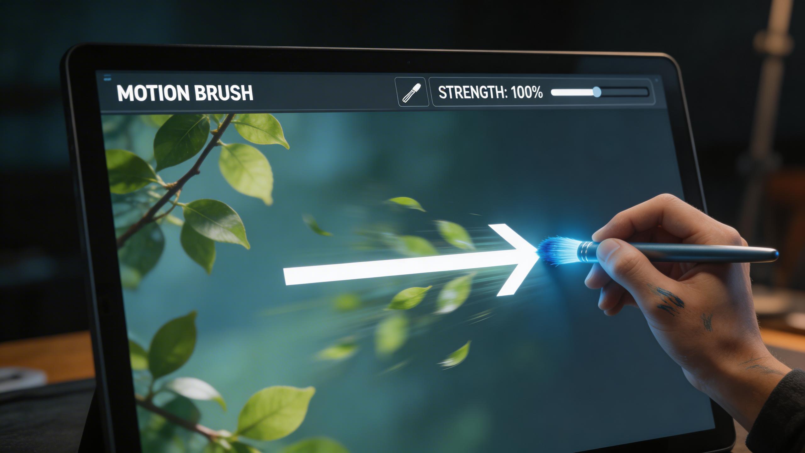 Motion Brush. Paint directional motion onto specific areas of an image or video frame. The motion brush gives you granular control over which elements move and how — animate a...