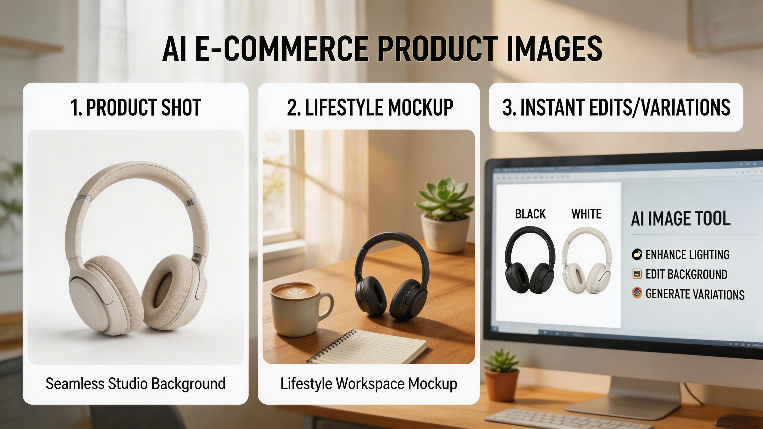 E-Commerce Product Images. Create professional product shots, lifestyle mockups, and catalog images without expensive photo studios. Edit backgrounds, enhance lighting, and...