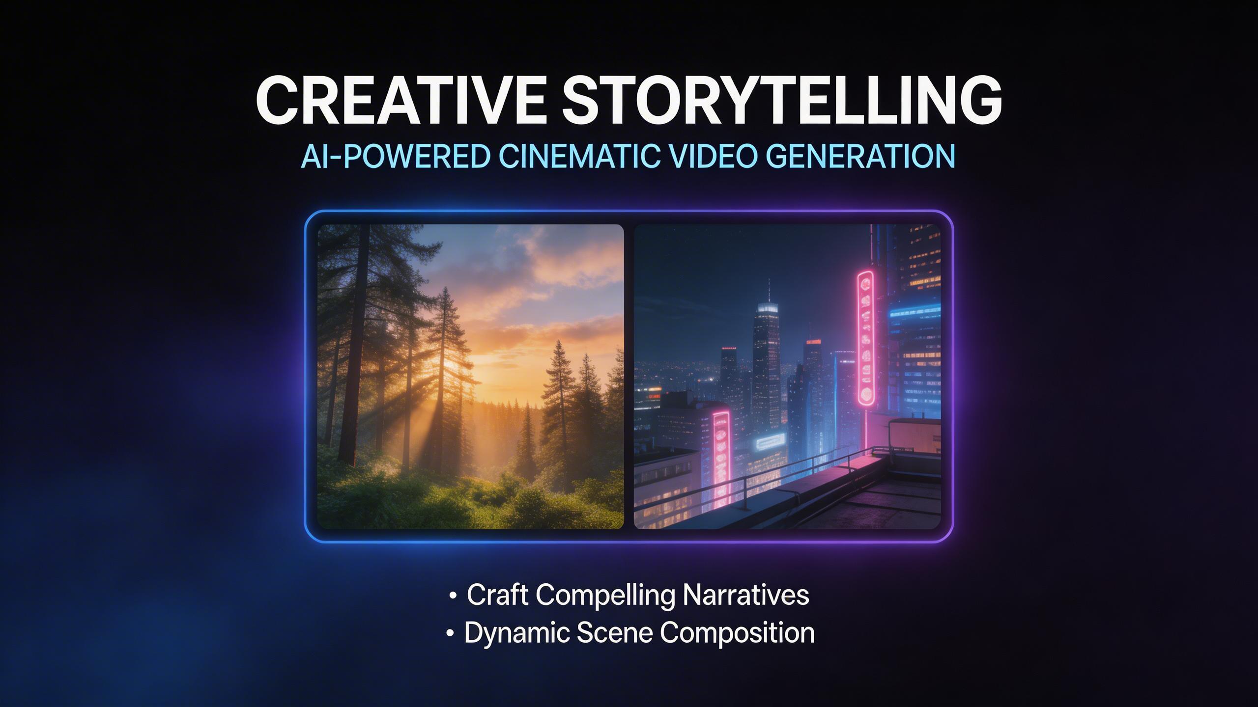 Creative Storytelling. Create compelling narratives with AI-powered video generation and dynamic scene composition.