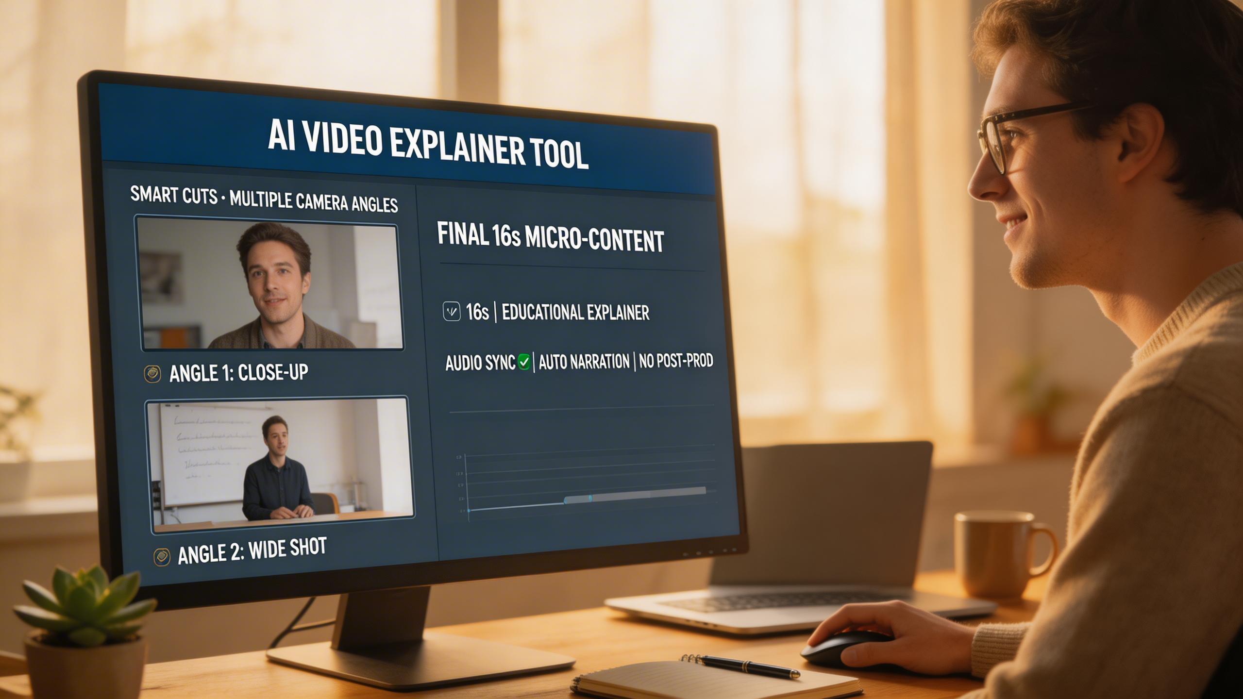 Educación y Explicaciones. Construye videos explicativos visuales con múltiples ángulos de cámara usando Smart Cuts. El formato de 16 segundos es ideal para desglosar...